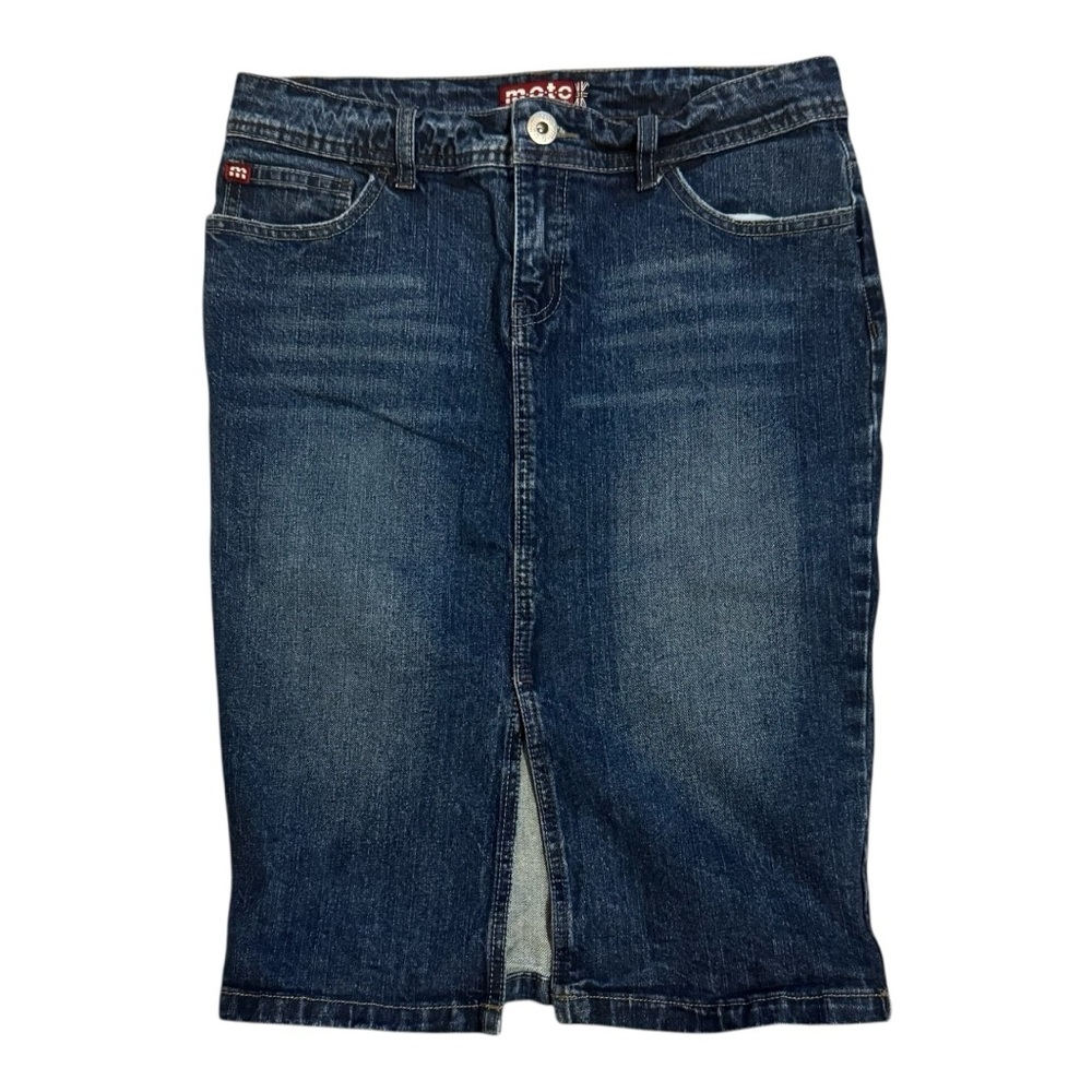 Motel Rocks Women's Dark Blue Denim Pencil Skirt